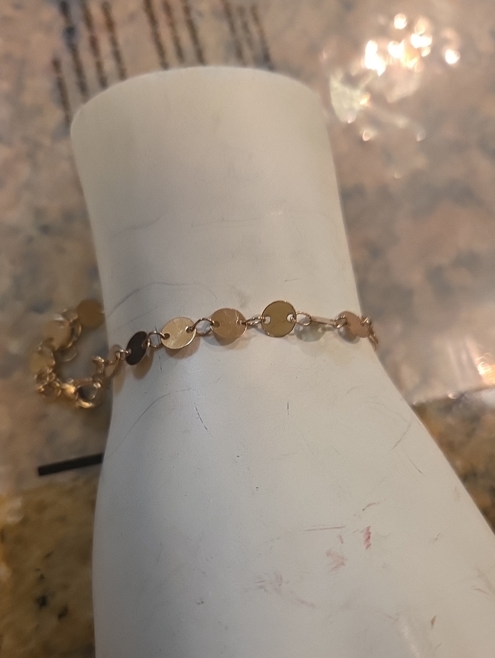 Gold Disc Link Bracelet for Women - Polished Disc Chain [1388].